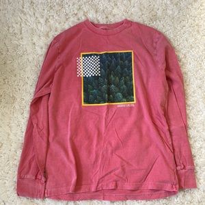 Soft red graphic long sleeve tee
